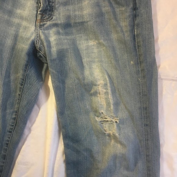*HOST PICK* 7 FOR ALL MANKIND Standard Straight Distressed Blue Jeans Sz 33 x29 - Picture 5 of 16